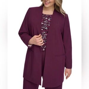 Calvin Klein Plus Size Plum Open Front Jacket/Trouser Set